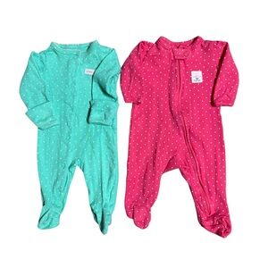 Carter’s Baby Girl Polka Dot Footed Pajamas Bundle Size Newborn